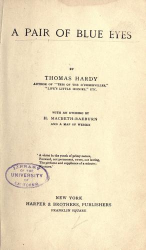 Thomas Hardy: A pair of blue eyes (1895, Harper & Brothers)