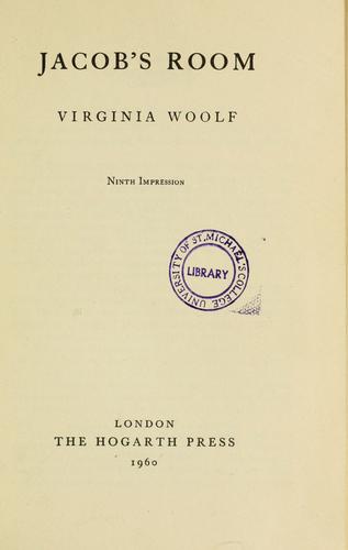 Virginia Woolf: Jacob's Room (1960, Hogarth Press)