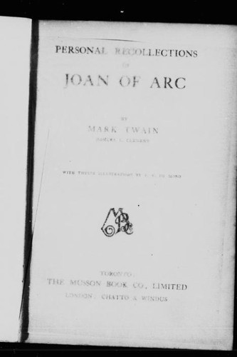 Mark Twain: Personal recollections of Joan of Arc (Musson)